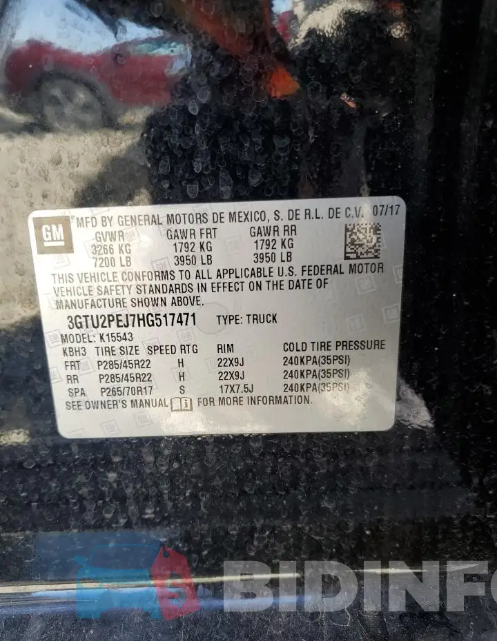 3GTU2PEJ7HG517471 Photo# 12