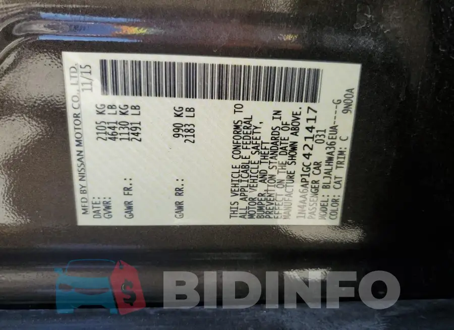 1N4AA6AP1GC421417 Photo# 12