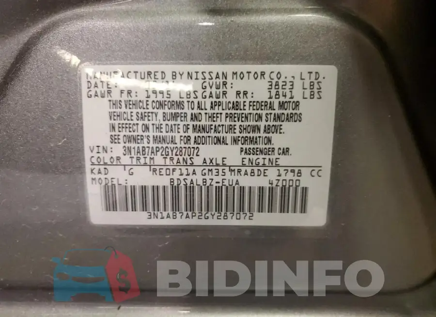 3N1AB7AP2GY287072 Photo# 12