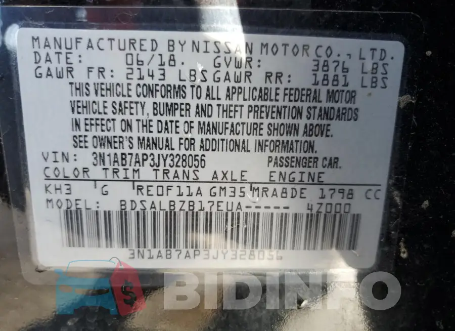 3N1AB7AP3JY328056 Photo# 12