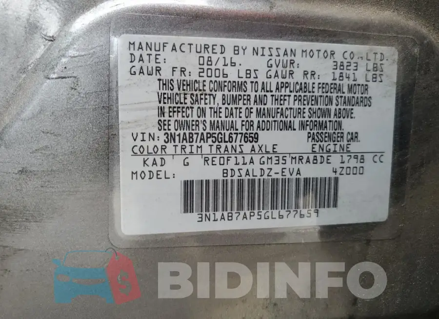 3N1AB7AP5GL677659 Photo# 12