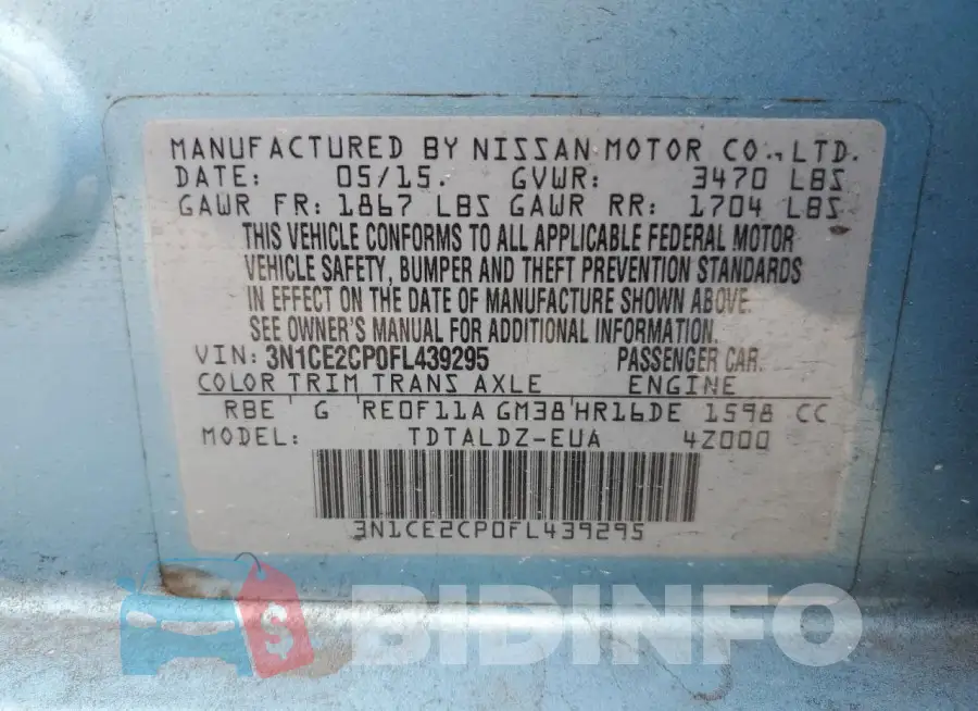 3N1CE2CP0FL439295 Photo# 12
