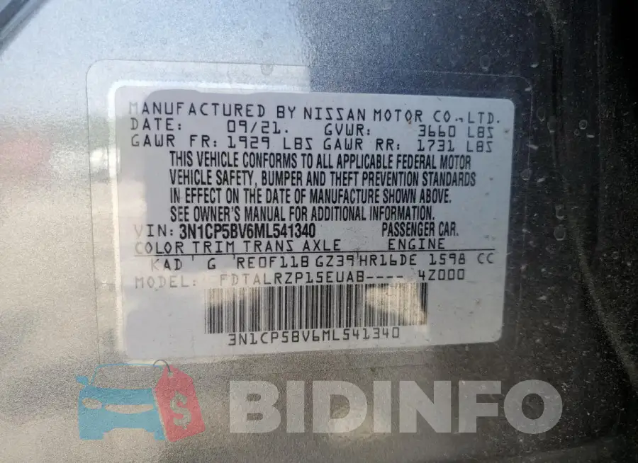 3N1CP5BV6ML541340 Photo# 12