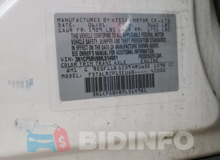 3N1CP5BV8ML514981 Photo# 12
