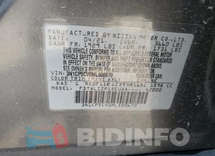 3N1CP5CV0ML500670 Photo# 13