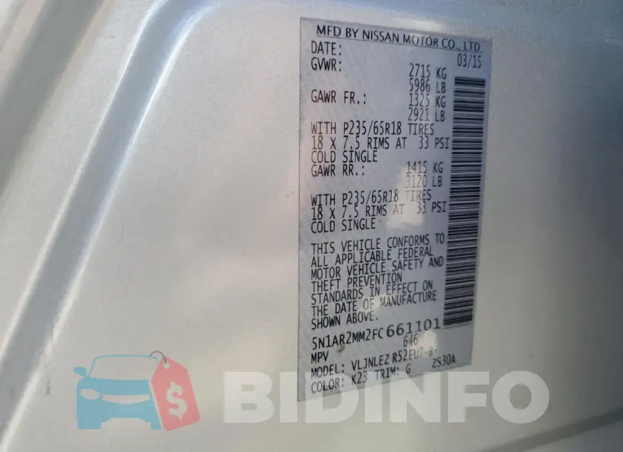 5N1AR2MM2FC661101 Photo# 13