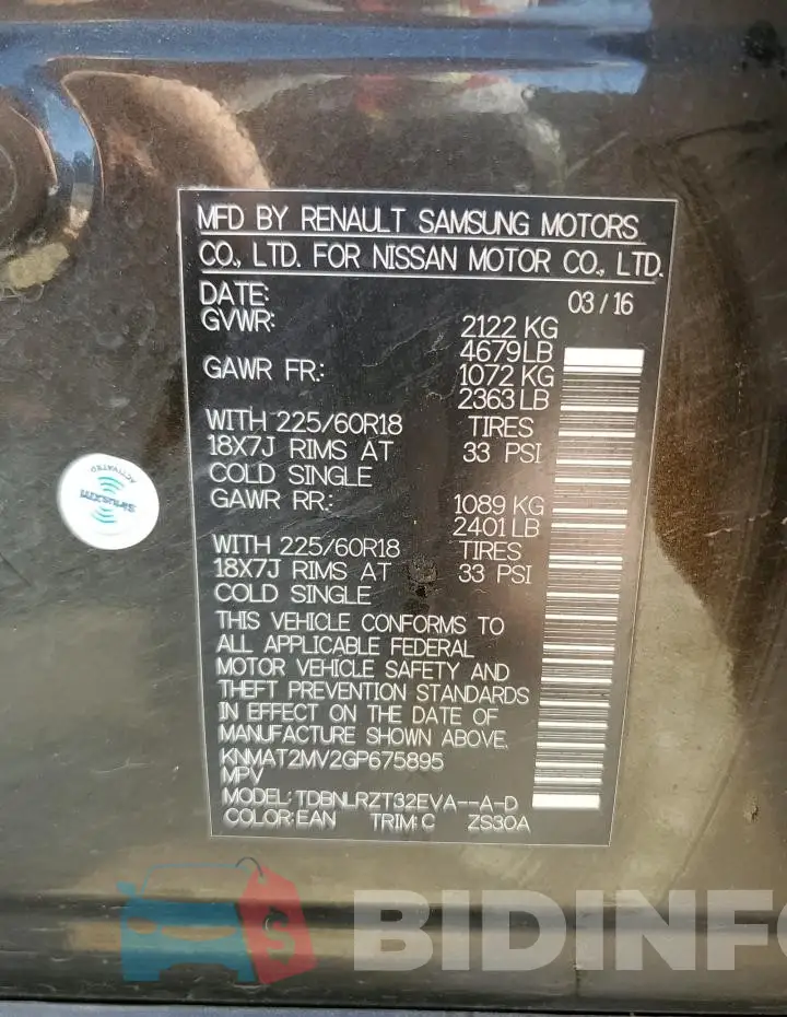 KNMAT2MV2GP675895 Photo# 13
