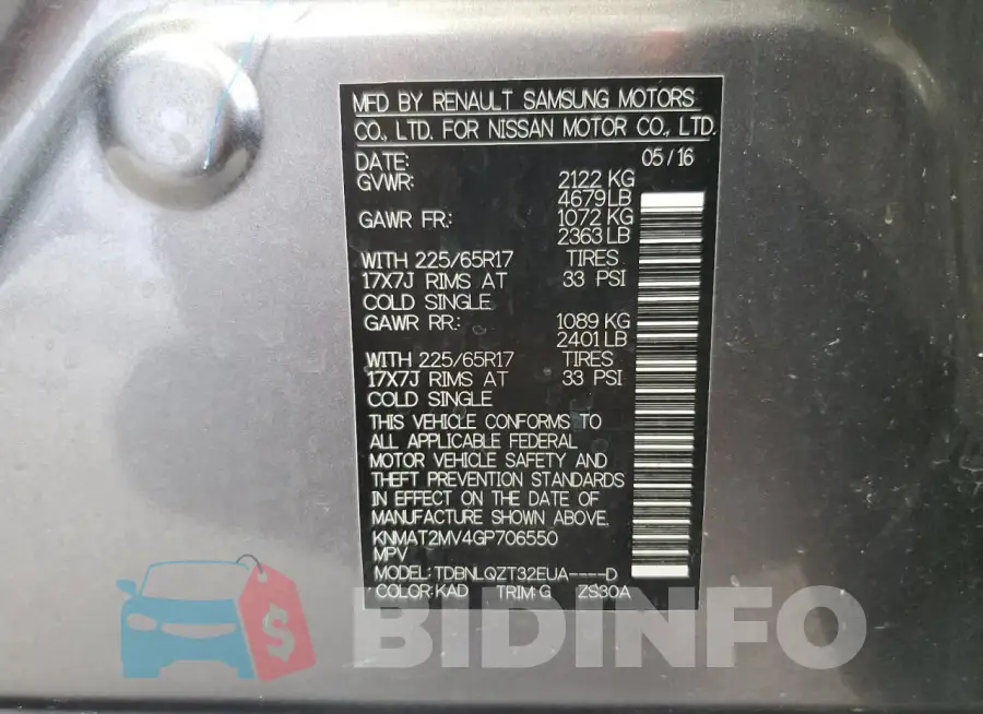 KNMAT2MV4GP706550 Photo# 14