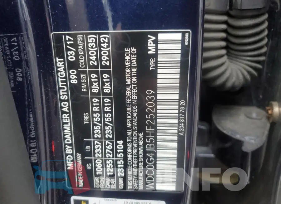 WDC0G4JB5HF252039 Photo# 14