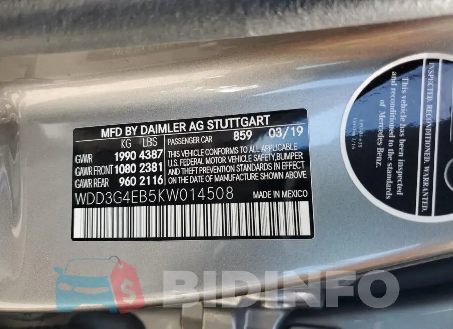 WDD3G4EB5KW014508 Photo# 13