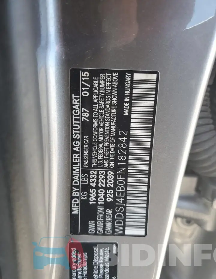 WDDSJ4EB0FN182842 Photo# 12