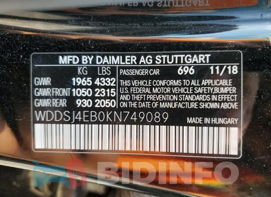 WDDSJ4EB0KN749089 Photo# 12