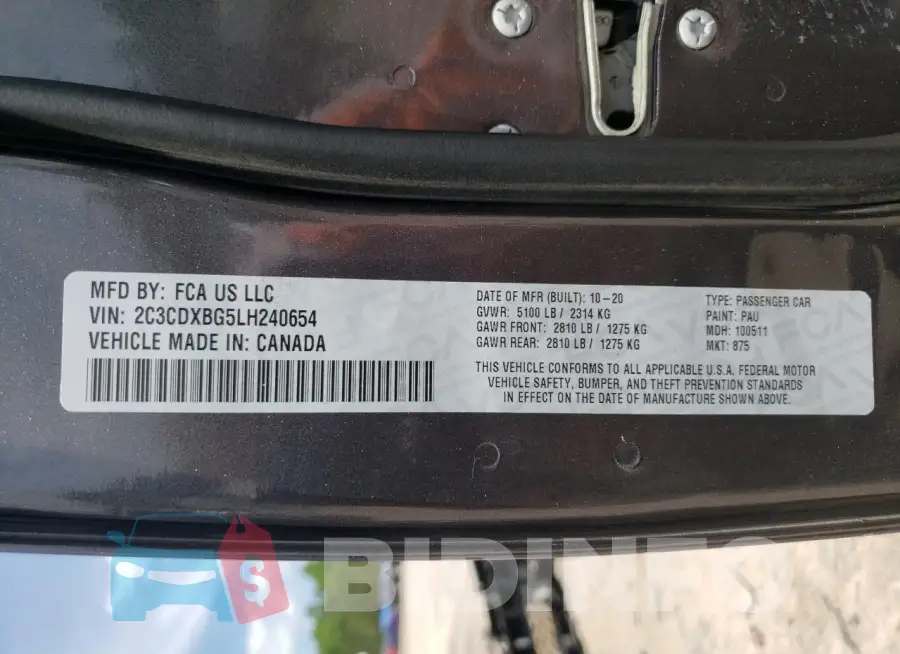 2C3CDXBG5LH240654 Photo# 13
