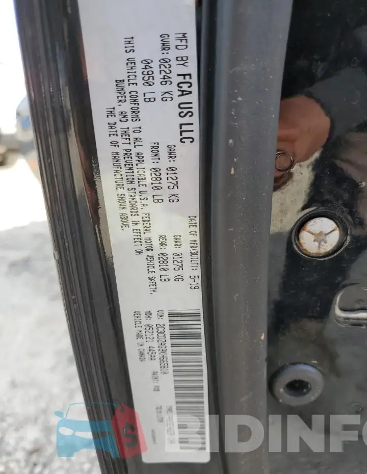 2C3CDZAG9KH665810 Photo# 12