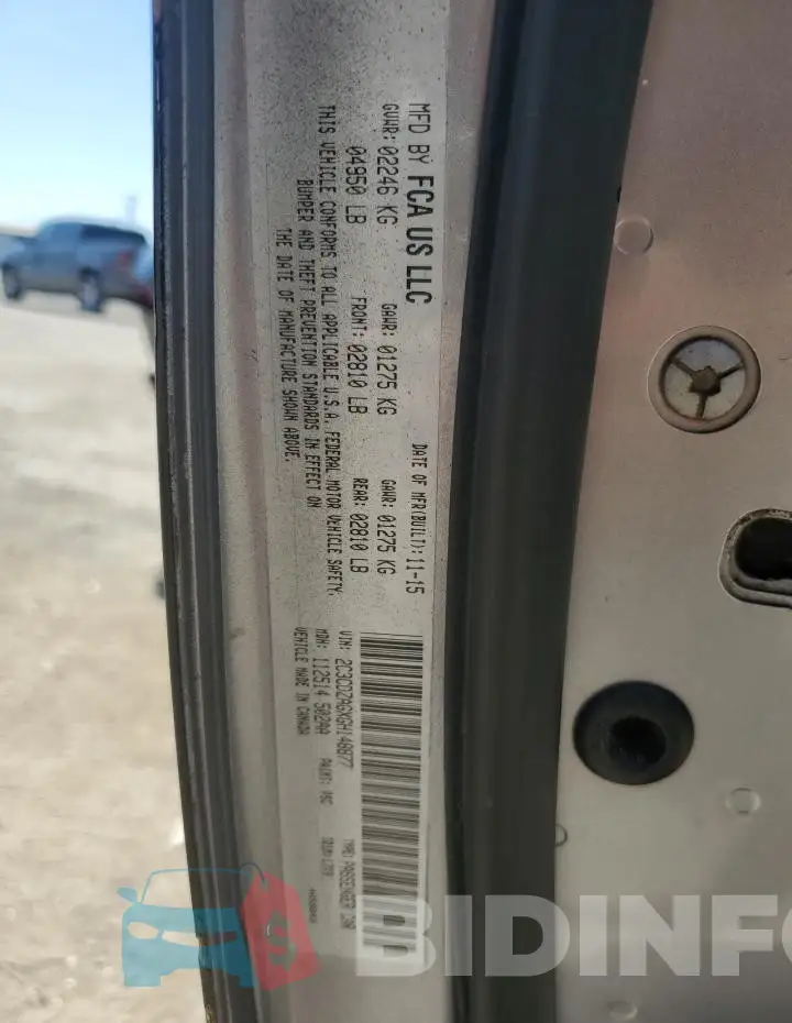 2C3CDZAGXGH148877 Photo# 13