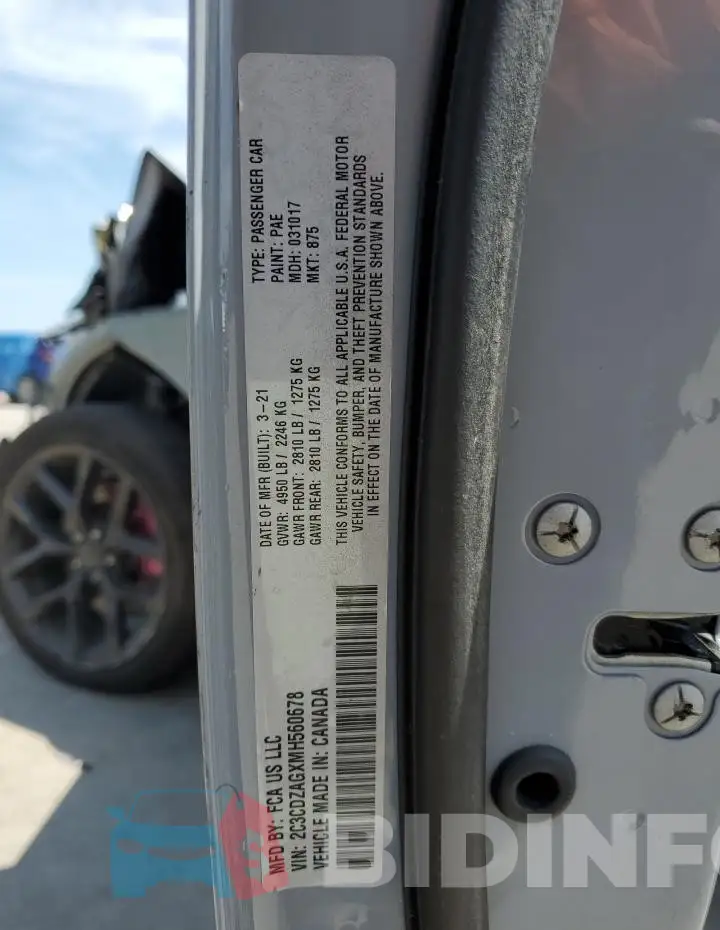 2C3CDZAGXMH560678 Photo# 12