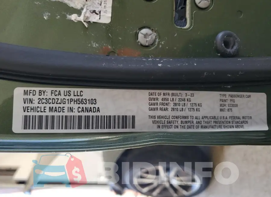 2C3CDZJG1PH563103 Photo# 13
