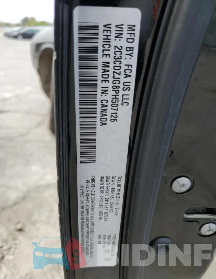 2C3CDZJG8PH507126 Photo# 13