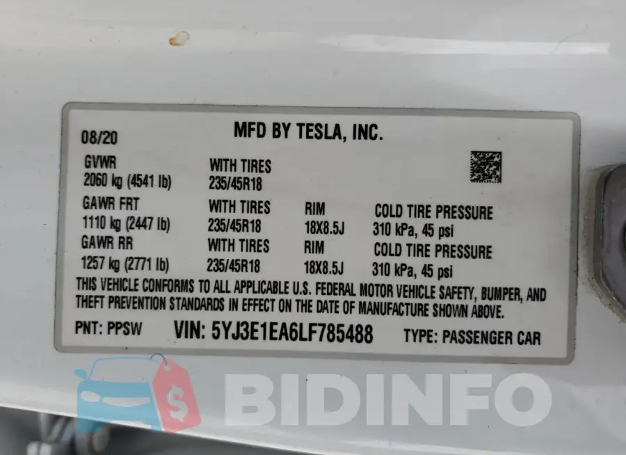 5YJ3E1EA6LF785488 Photo# 12