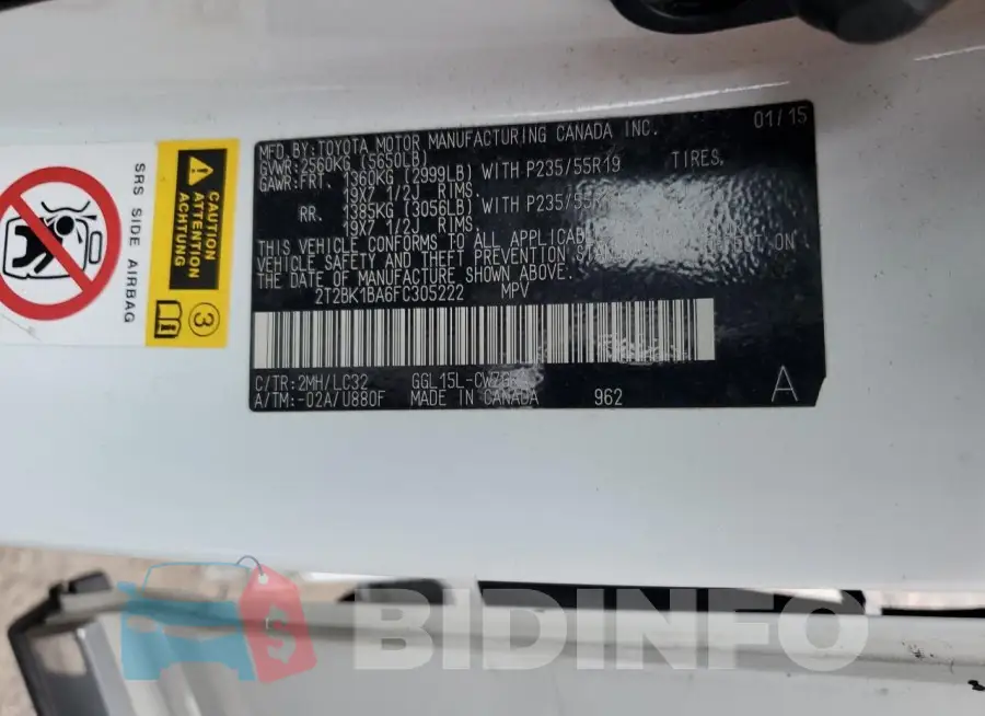 2T2BK1BA6FC305222 Photo# 13