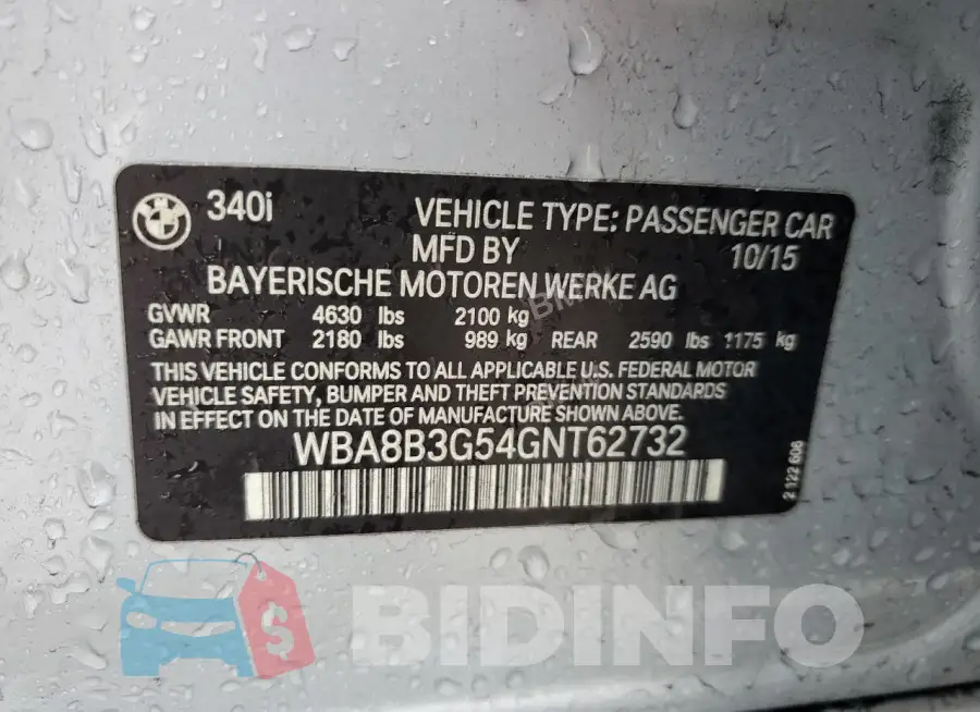 WBA8B3G54GNT62732 Photo# 13