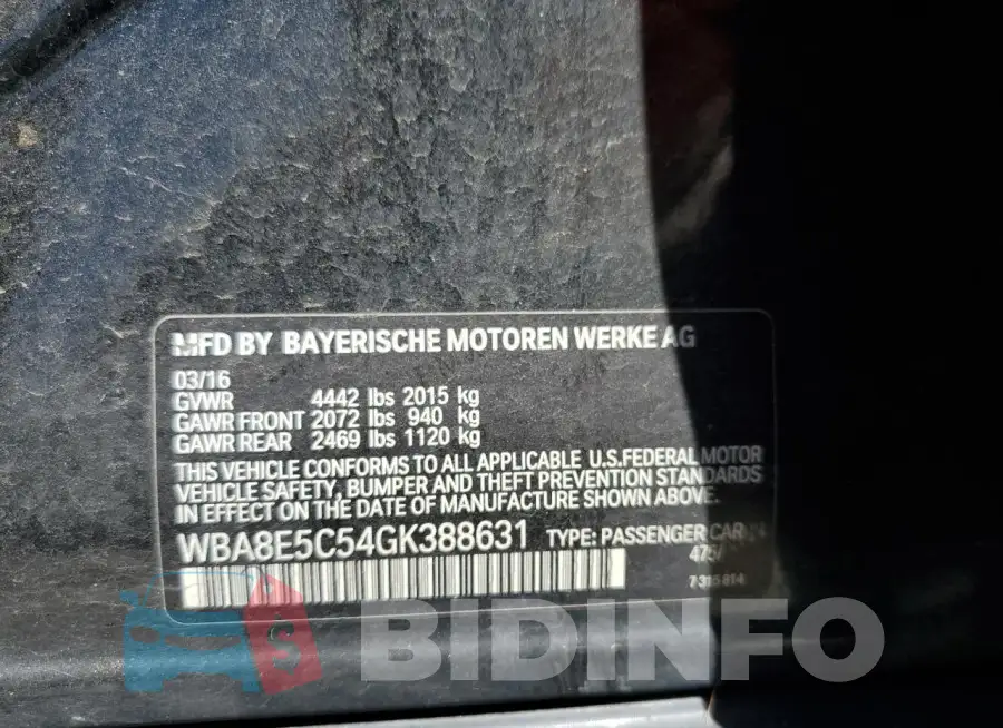 WBA8E5C54GK388631 Photo# 12