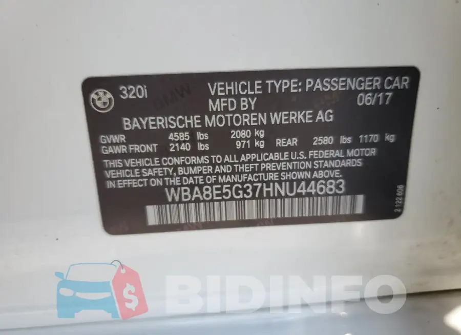 WBA8E5G37HNU44683 Photo# 12