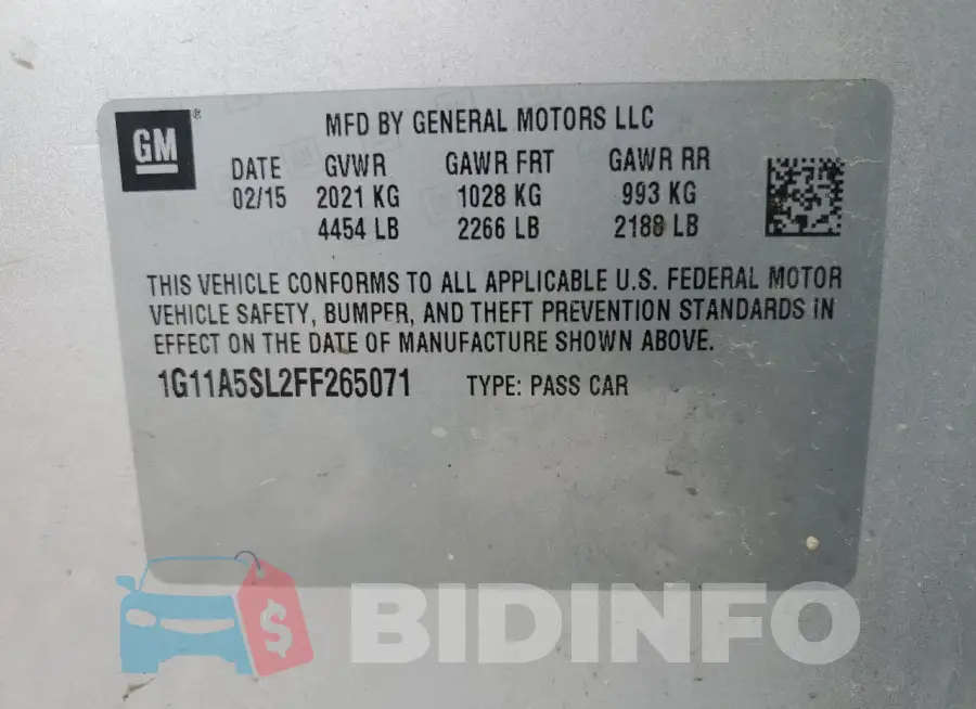 1G11A5SL2FF265071 Photo# 12