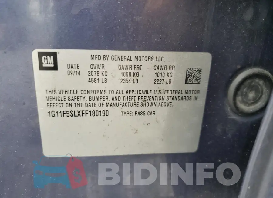 1G11F5SLXFF180190 Photo# 12