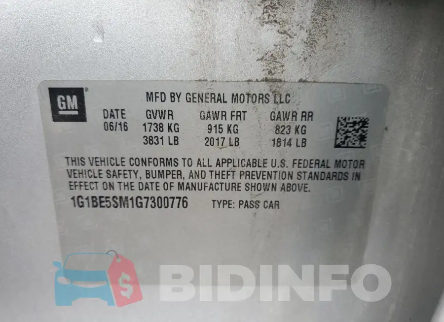 1G1BE5SM1G7300776 Photo# 12