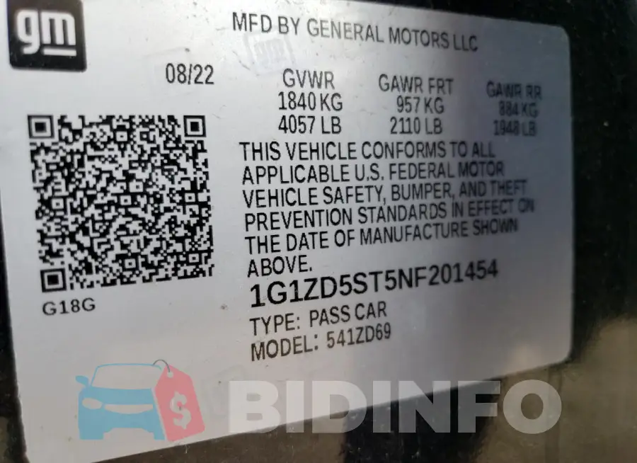 1G1ZD5ST5NF201454 Photo# 13