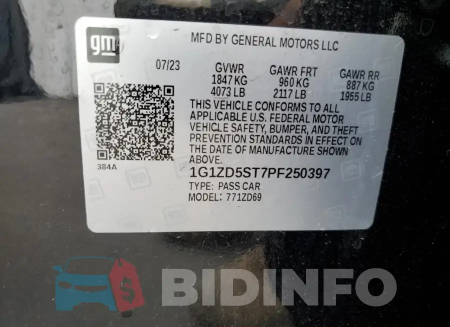 1G1ZD5ST7PF250397 Photo# 12