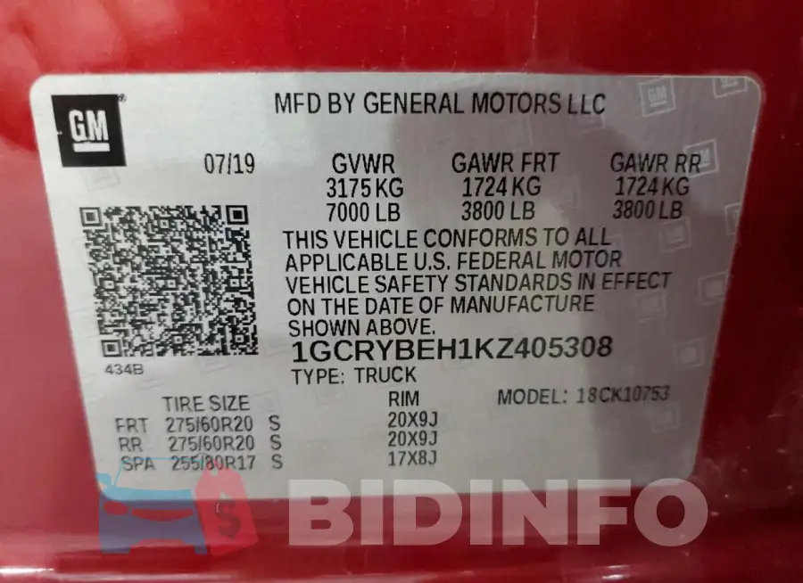 1GCRYBEH1KZ405308 Photo# 12