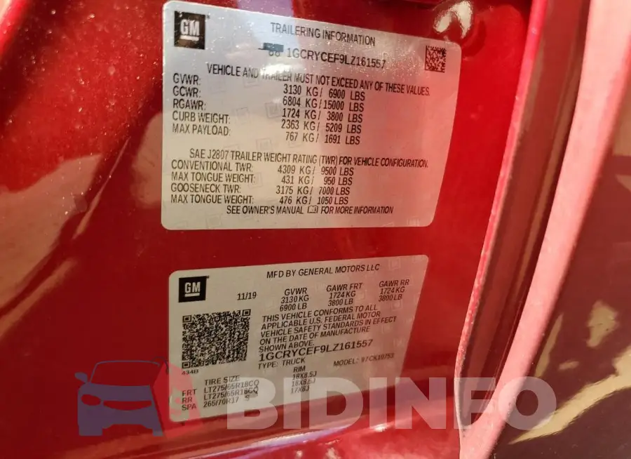 1GCRYCEF9LZ161557 Photo# 12