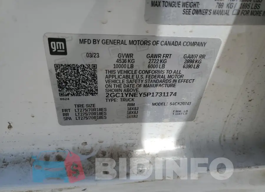 2GC1YNEY5P1731174 Photo# 12
