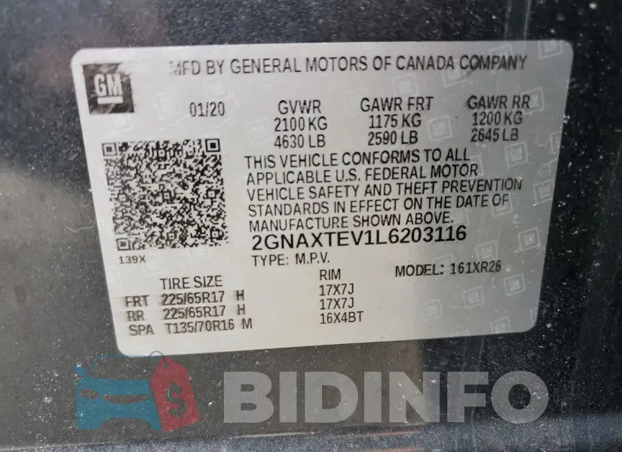 2GNAXTEV1L6203116 Photo# 14