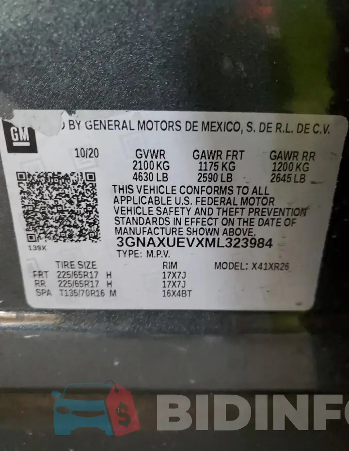 3GNAXUEVXML323984 Photo# 12