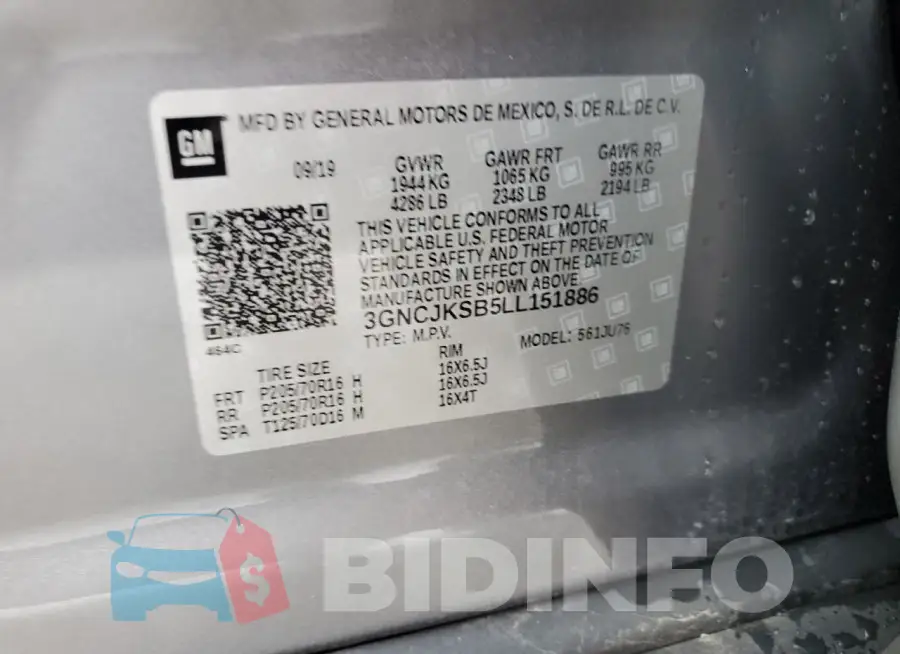 3GNCJKSB5LL151886 Photo# 13