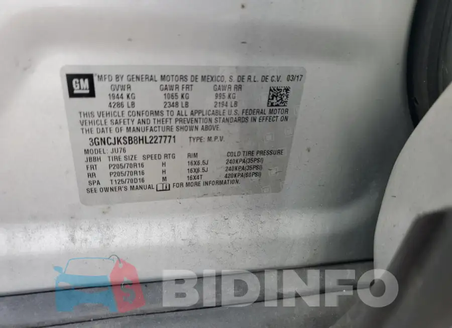 3GNCJKSB8HL227771 Photo# 13