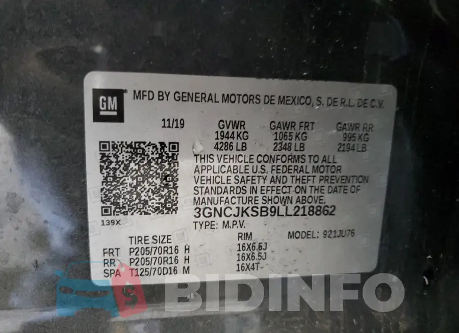 3GNCJKSB9LL218862 Photo# 13
