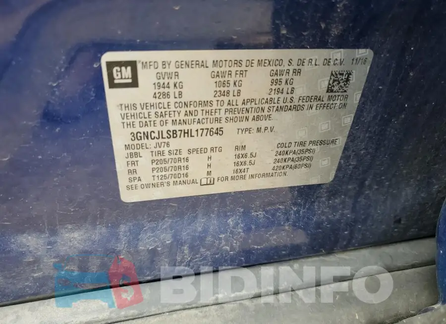 3GNCJLSB7HL177645 Photo# 13