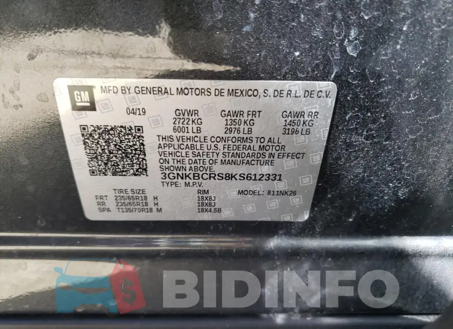 3GNKBCRS8KS612331 Photo# 14