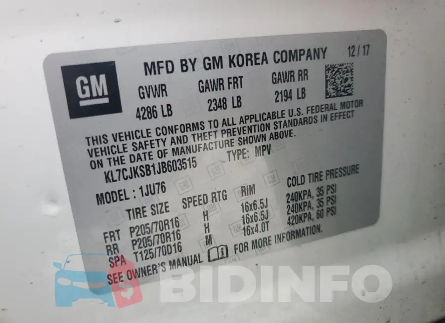 KL7CJKSB1JB603515 Photo# 13