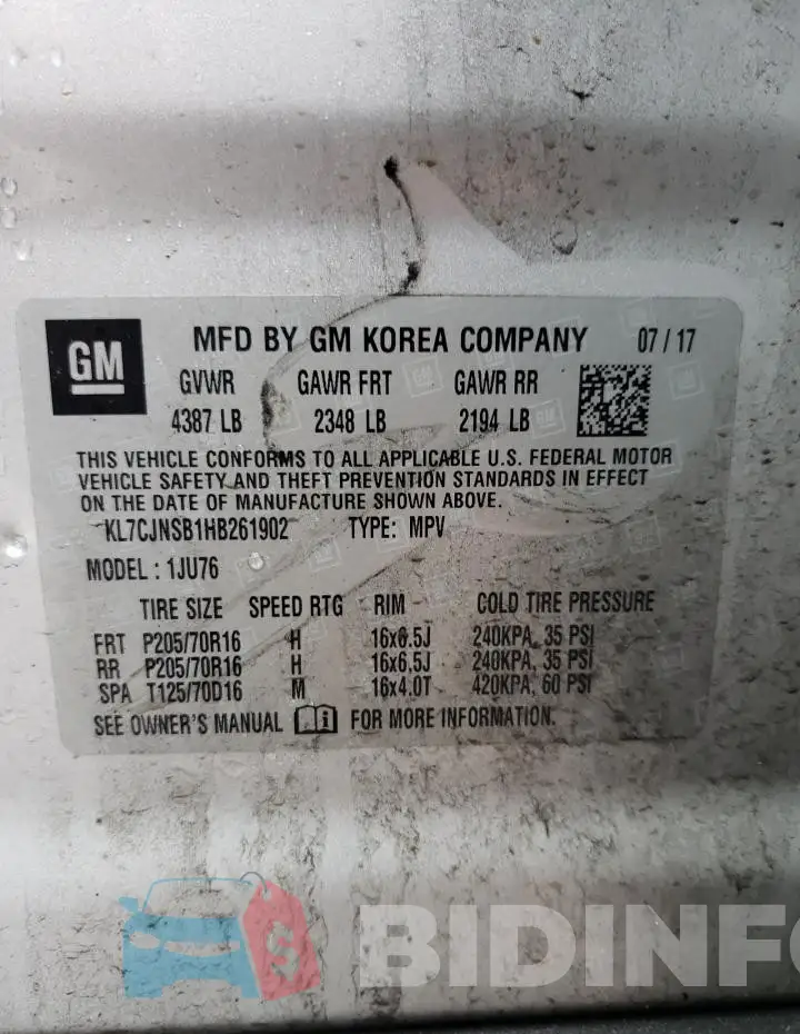 KL7CJNSB1HB261902 Photo# 12