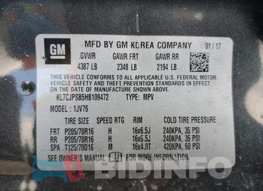 KL7CJPSB5HB109472 Photo# 12