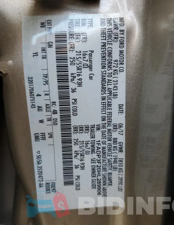 1FADP3F20HL289906 Photo# 12