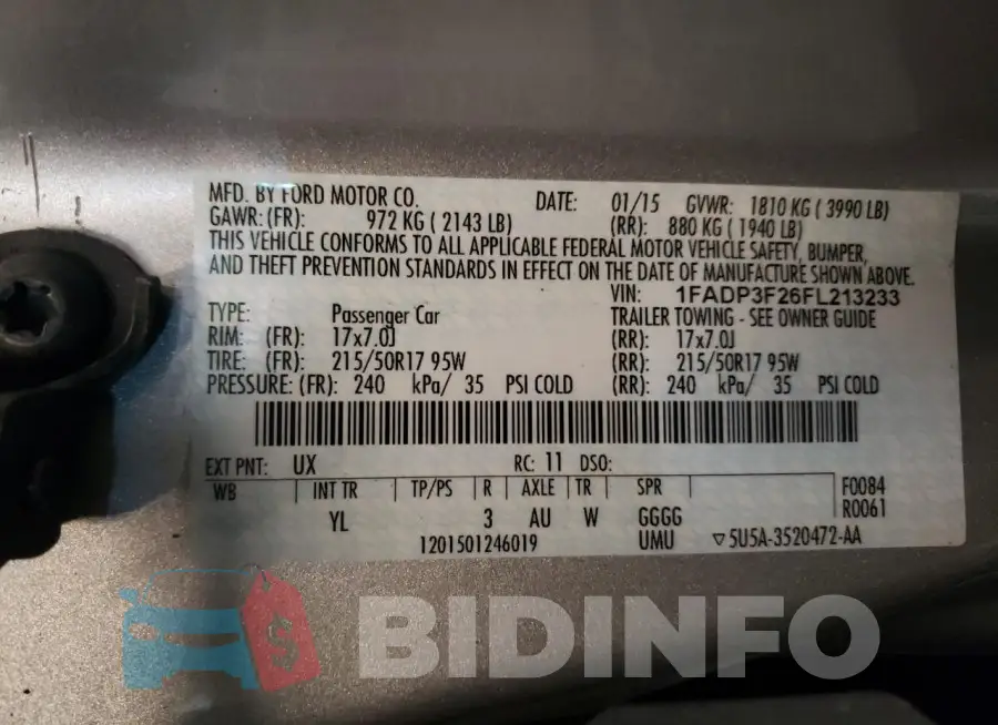 1FADP3F26FL213233 Photo# 12