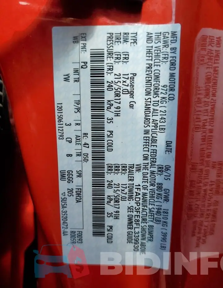 1FADP3FE8FL339930 Photo# 12