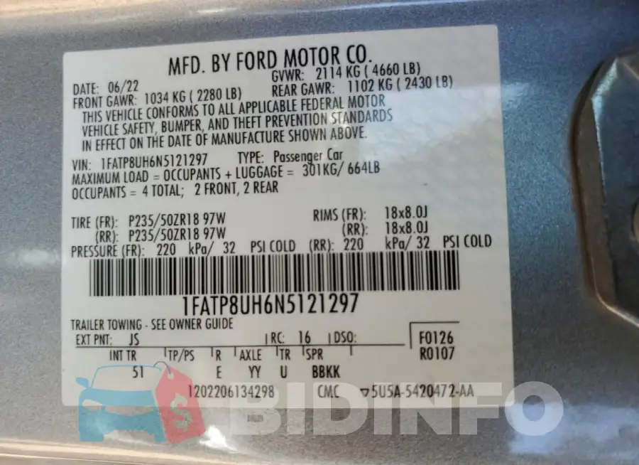 1FATP8UH6N5121297 Photo# 12
