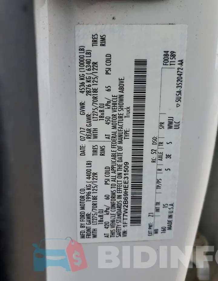 1FT7W2B69HEE31509 Photo# 12